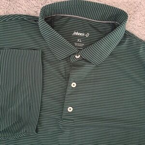 Johnnie-O Mens XL Green Striped Performance Golf Polo Shirt Short Sleeve Stretch